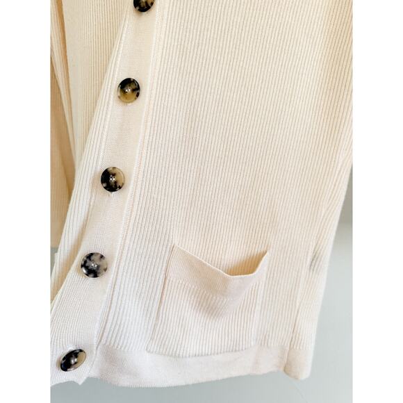 Jenni Kayne | Silk Cashmere Blend Cream Long Cardigan | Sz M - Picture 5 of 9